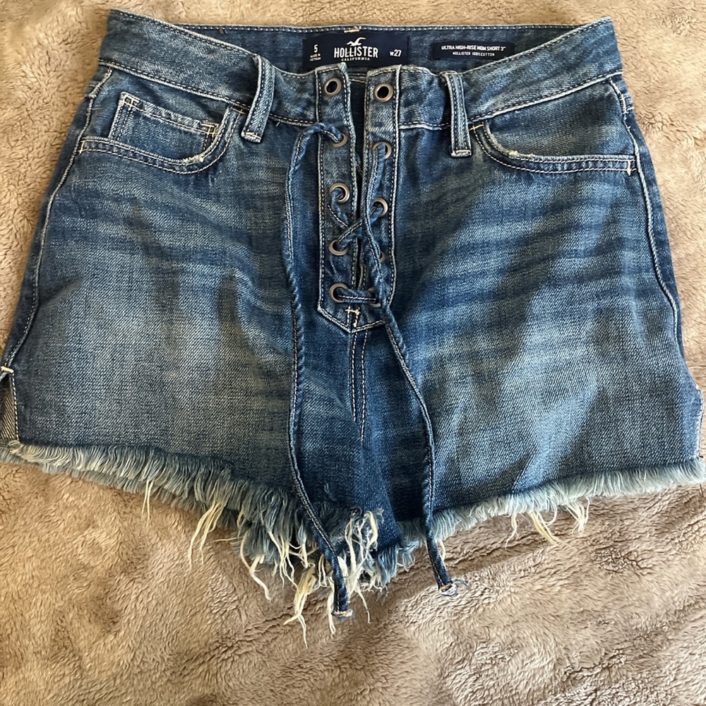Distressed Hollister shorts.